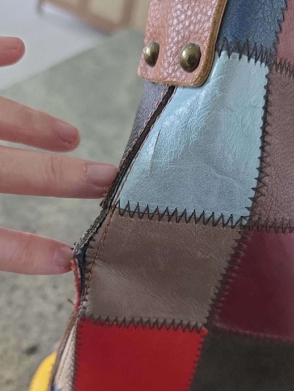 Multicolor Patchwork Leather Hobo Bag - Picture 7 of 11